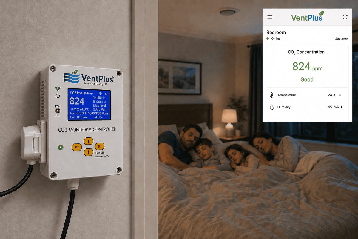 Waking up fresh and stretching in the morning light — the result of good CO₂ control overnight